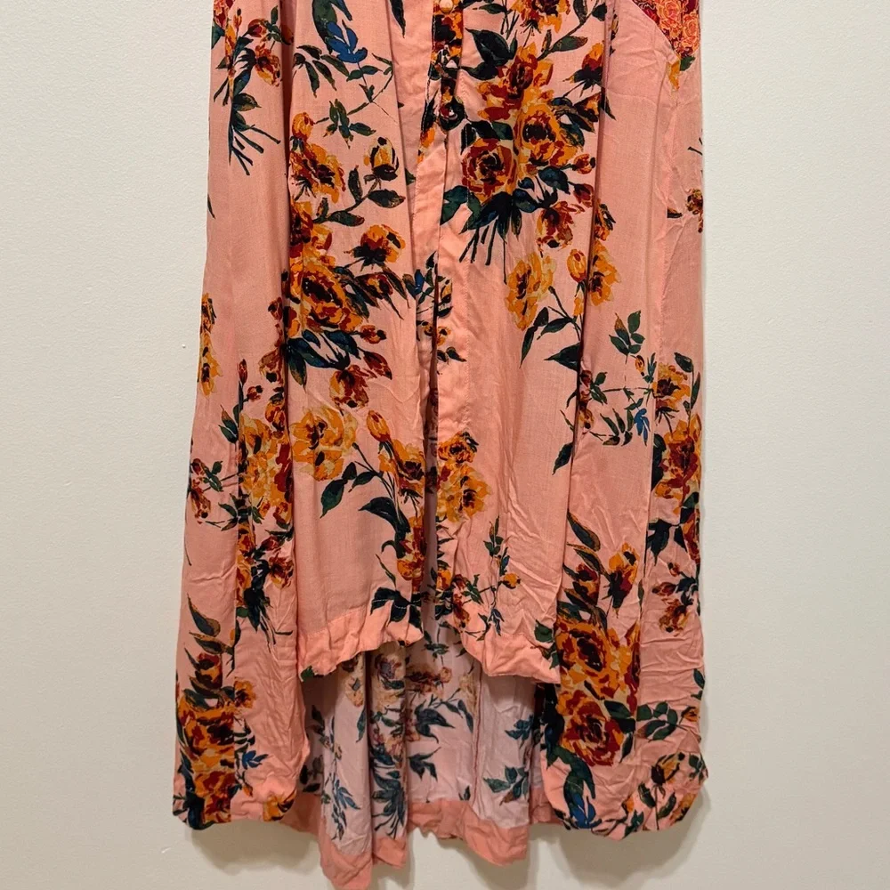 Free People Floral Lover Boy Maxi Dress Size 8 long button down - Picture 6 of 9